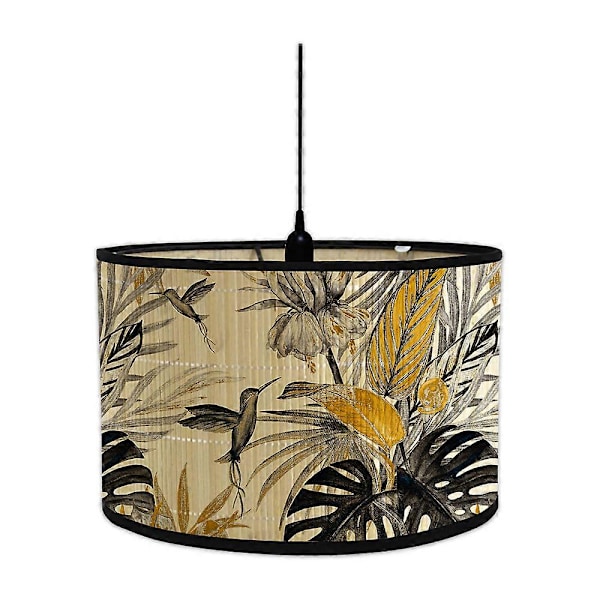 Tryckt Bambu Lampskärm Hängande Lampskärm Skydd Hem Dekorativ Lampskärm Taklampskydd