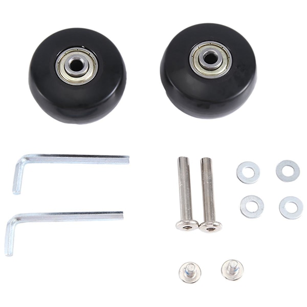 50X24mm Set med 2 Ersättningshjul för Bagage Resväska, PU Svängbara Hjul Kolstål Lager