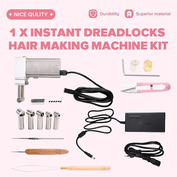 Halvautomatisk DIY Dreadlock-maskin för långt mänskligt hår EU-kontakt