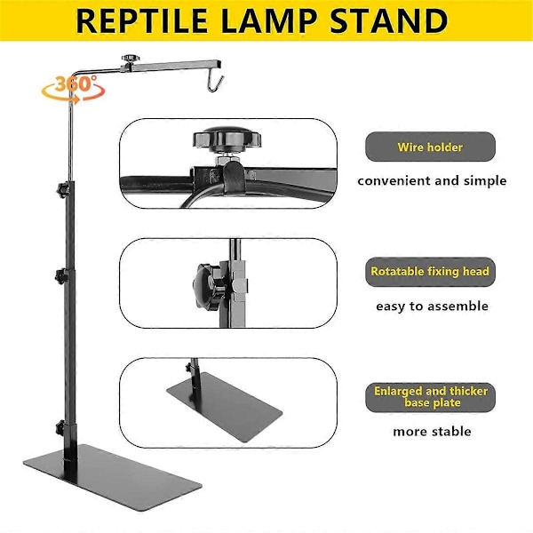 Reptil Lampestand, Justerbar 35-81 cm Varmelampestand