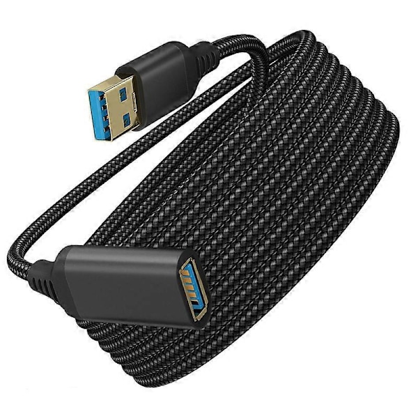 USB Förlängningskabel Brett Kompatibel Höghastighetsöverföring Flätad USB3.0 Hane till Hona Förlängningskabel för Laptop Black 2M
