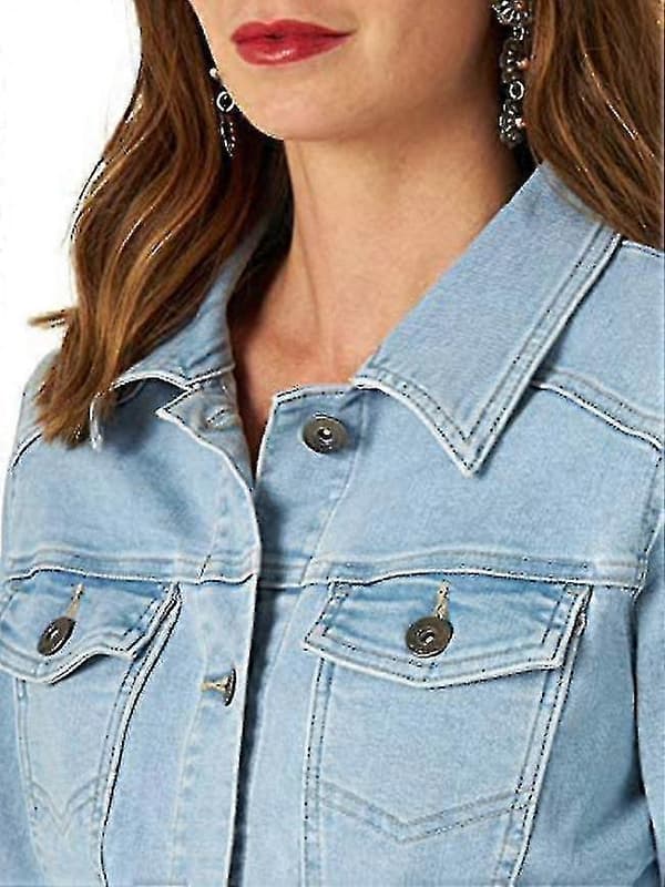 Stretchjeansjacka för dam, Jeansjacka, Knäppbar jeansjacka Light blue L