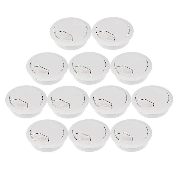 12 stk. pc-computerbord grommet kabelhul dæksel 50 mm diameter (grå)