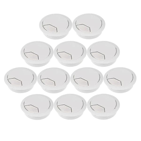 12 stk. PC Datamaskin Skrivebord Grommet Kabelhull Deksel 50mm Diameter (grå)