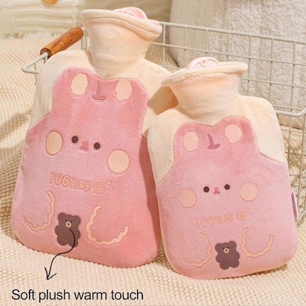500/1000ML Varmvattenflaska Söt Anti-explosion Uppvärmning Mini Flickor Plysch Axel Handvärmare Värmepåse för Hemmet Pink 500ML