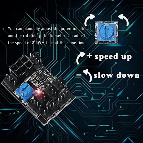 3-Pin 4-Pin Fläktadapter PC-Chassi Kylfläktsnav med 6-Pin Strömport