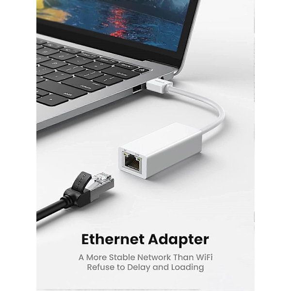 Ethernetadapter USB 2.0 till 10 100 Nätverk Rj45 Lan Kabelansluten Adapter Kompatibel med Nintendo Switch Wii Wii U Macbook Chromebook Windows Mac (Vit)