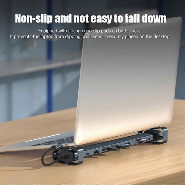 10 i 1 USB C Hub Multiport Adapter Portabel Dongel 4K PD