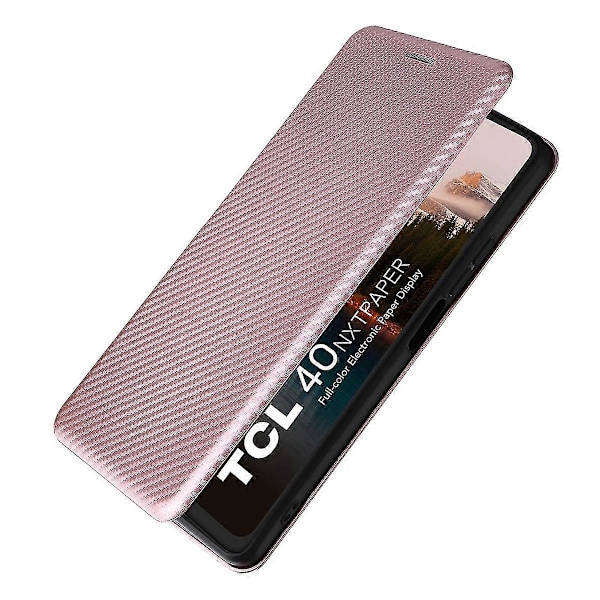 Tcl 40 Nxtpaper -nahkakotelo, jossa korttipaikat, puhelinkotelo magneettisella sulkimella Pink gold