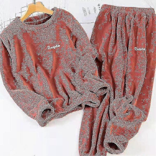 Koralfløjl Varme Og Løse Plus Size Dame Pyjamas Til Efterår Og Vinter Grey Medium size 100-120 kg