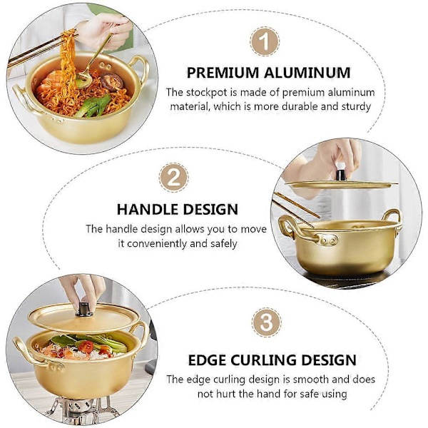 Keramisk stekpannlock Koreansk Ramen Matlagningsgryta Gryta Kökssoppgryta Aluminium Kastrull