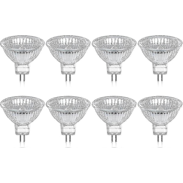 8-pack Halogenlampor Gu5.3 Mr16 35w 12v Dimbar - Varm 2800k, 400 Lumen, Glasskydd