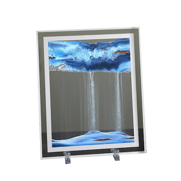 Elegant 3D Effekt Timglas Målning Vacker Skapar Atmosfär Glas Rörlig Sand Bild för Skrivbord Blue 10Inch