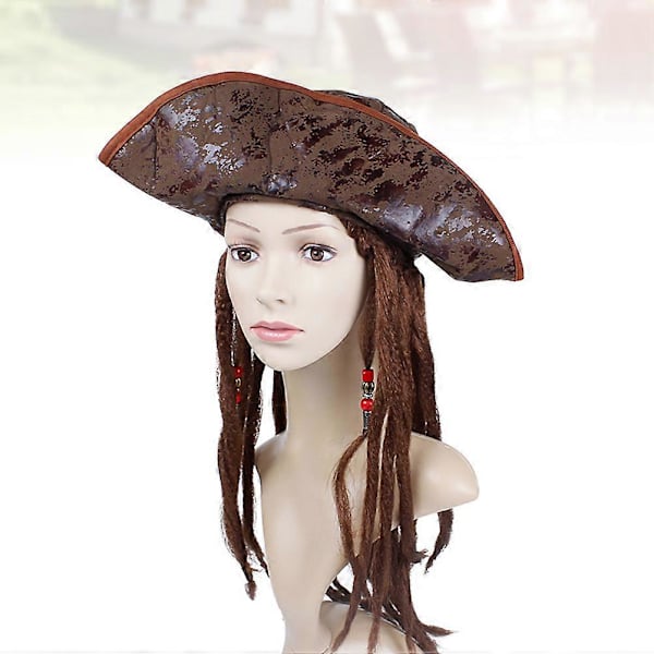 Cosplay-peruukki, merirosvokapteenin hattu, merirosvolippis, merirosvo-dreadlocksit, merirosvosetti, merirosvorekvisiitta