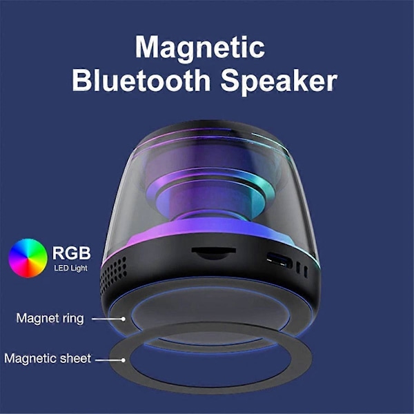 Magnetisk Bluetooth-högtalare med RGB-belysning, Portabel Ljudbox, B