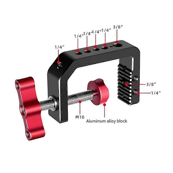 Fotografering C Klemme Justerbar Aluminium Legering Klemme til Skrivebordsmontering Holder Kamera Hot Shoe til DSLR Kamera L