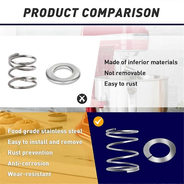 8-pack Fjäder och bricka för köksmaskin 3,5/4/5/6/7 Qt