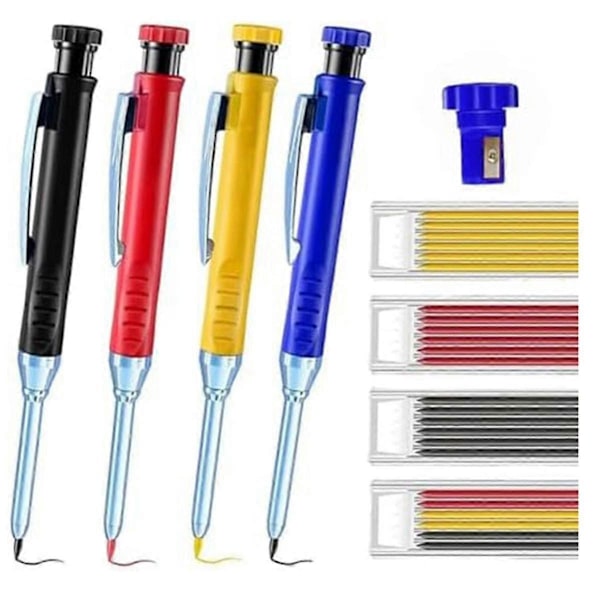 Multipack Massiv Snickarpenna Set med 2,8MM Stift och Inbyggd Pennvässare Träbearbetning Trä Fabrik Kontorsmaterial