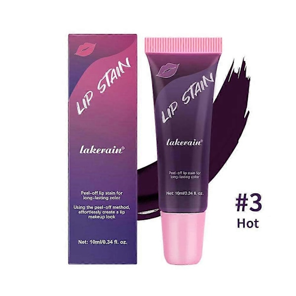 Lakerain Velvet Matte Lip Stain Peel Off Kit Langtidsholdbar Vandtæt Pink Tin 3 Hot Pink