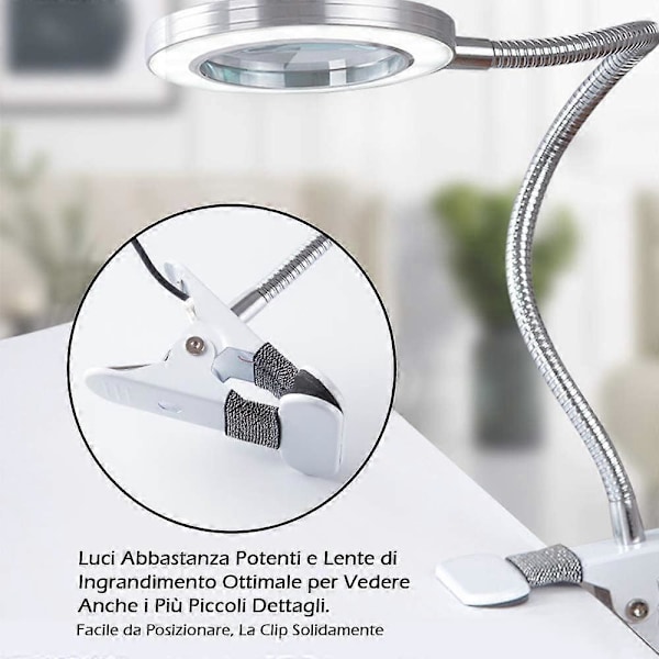 LED-suurennuslasi, päivänvalosuurennuslasi, pöytäsuurennuslasi puristimella, USB-pöytäpuristimen suurennuslasi, suurennuslasi LED-valolla