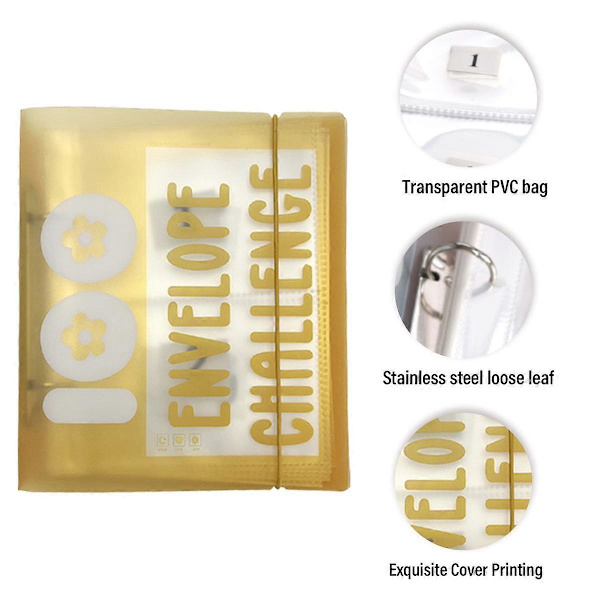 100 Kuvert Utmaning Pärm, Sparutmaningsbox kit Kontant Sparutmaningskit, Sparutmaningsbok med Kontantkuvert style2384