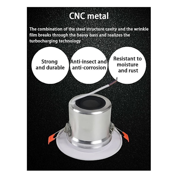 8 Ohm 10W Badrumstakhögtalare Bakgrundsmusiksystem Fuktsäker Aluminiumburk Mode In-Ce