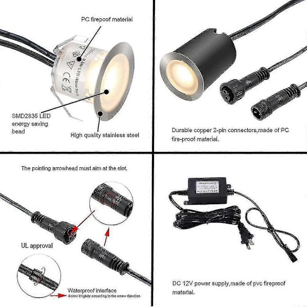 Upotettu LED-terassivalo suojuksella S 32mm, LED Ing Ip67, 12V pienjännite
