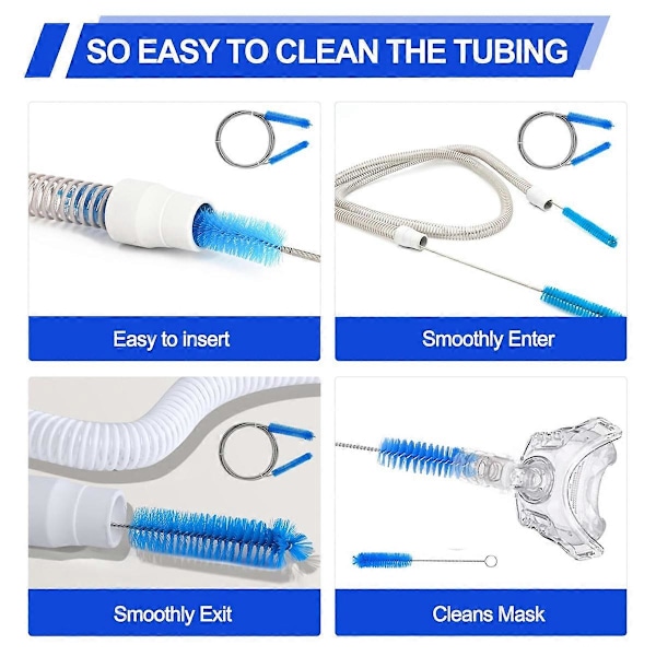 4-osainen CPAP-letkun puhdistusharjasetti, halkaisijat 15–22 mm