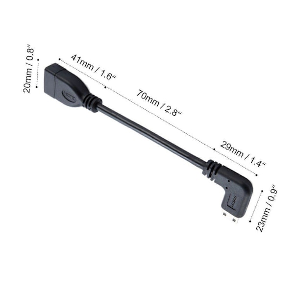 Mini till kabel 0,15 m 90 graders rät vinkel