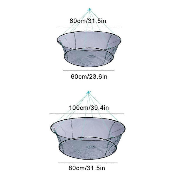 Lös Mun Fällbar Drop Fiske Nät Räkfångare Tank Gjutnät Fiske 80x60cm