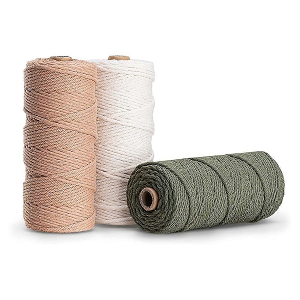 Makramégarn Set om 3 - Bomullssnöre för DIY-projekt Tapestry