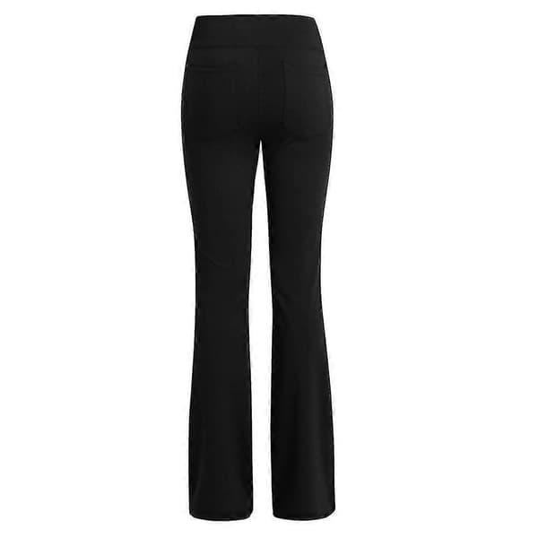 Lediga utsvängda stretchdansbyxor för damer, elastiska, hög midja, lösa yogabyxor Black L