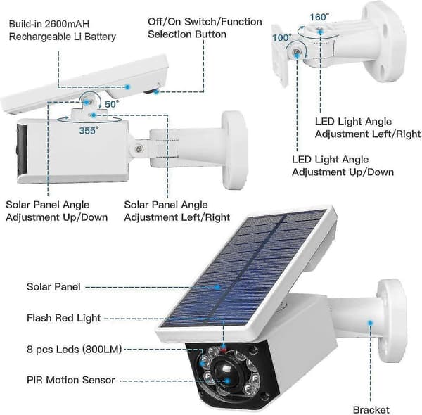 Udendørs Ip66 Solcellekamera Med Mot Sensor Led Solcelle Til En Gara