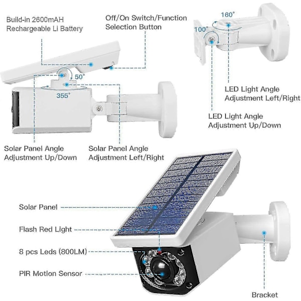 Utomhus Ip66 Solcellskamera Med Mot-sensor Led Solcellslampa För En Gara