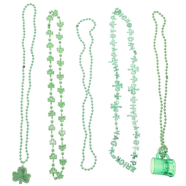 5 st St. Patrick's Day Halsband Gröna Halsband Shamrock Halsband Dekorationer