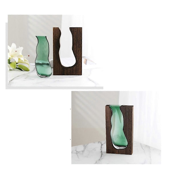 Trähus Glasvas Vattenupphöjd Blomma Vardagsrum Matbord Torkad Blomsterarrangemang Behållare Ornament B