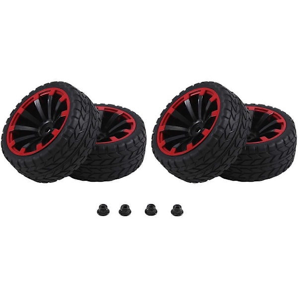 4 st 12 mm Hex Hjul Fälgar & OD 2.59 Tum Gummidäck, A