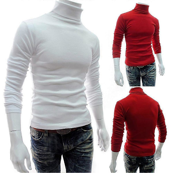 Fianao Herr Höst Vinter Enfärgad Turtleneck Bomull Pullover Tunn Undertröja Coffee L