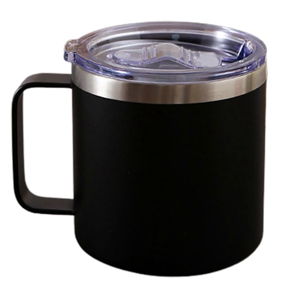 12oz Vakuummugg Värmebeständig Läcksäker Dubbelväggig Rostfri Stål Kaffe Mjölk Vattenmugg Kontorsmaterial med Lock Black 1
