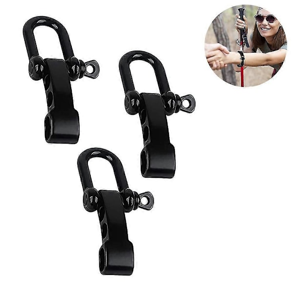 3 Stycken U-formade Spännen Utomhus Paracord Armbands Tillbehör Gun Black Suit