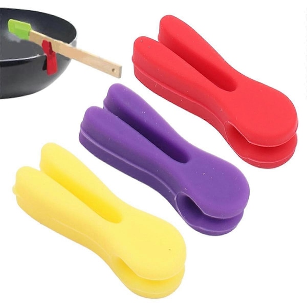 Silikon Skedhållare Kit Kök Grytkantklämma Hushållsbestickklämma Spatelklämma Bakning Anti-Overflow Klämma