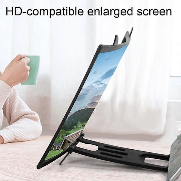 Telefon Skärmförstorare Vikbar 3D Hög Klarhet 10/14 Tum Böjd Telefon Skärm Video Förstärkare Hållare för Att Titta På TV White 14 inch