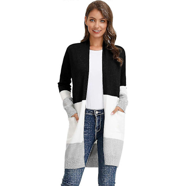Damkofta Stickad Jacka Navy White Block M
