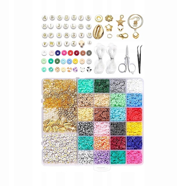 24 Farver Polymer Ler Åbne Perler