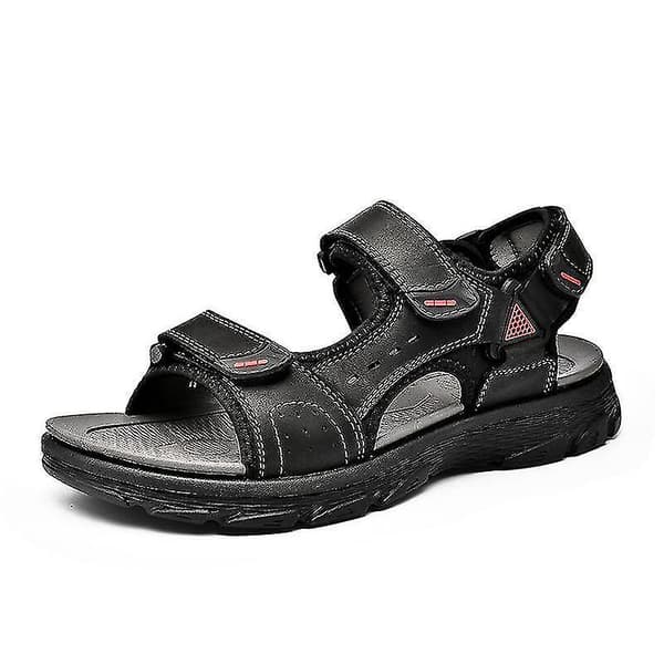 Herr utomhus sandaler i läder, strandskor black 41