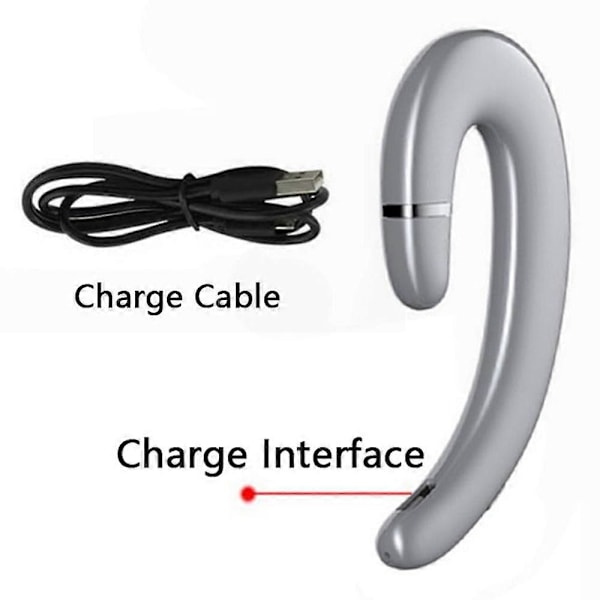 Bluetooth Hörlurar Med Öronkrok Headset Utan Öronproppar Med Mikrofon-Silver