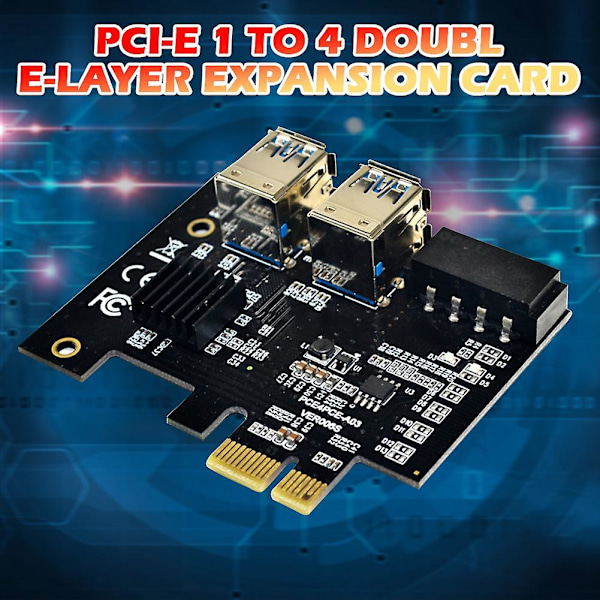 PCIe Riser-kort PCI-E 1X till 16X 1 till 4 USB 3.0 Riser för BTC Mining Molex 4 Pin 1 till 4 PCI-E Expres