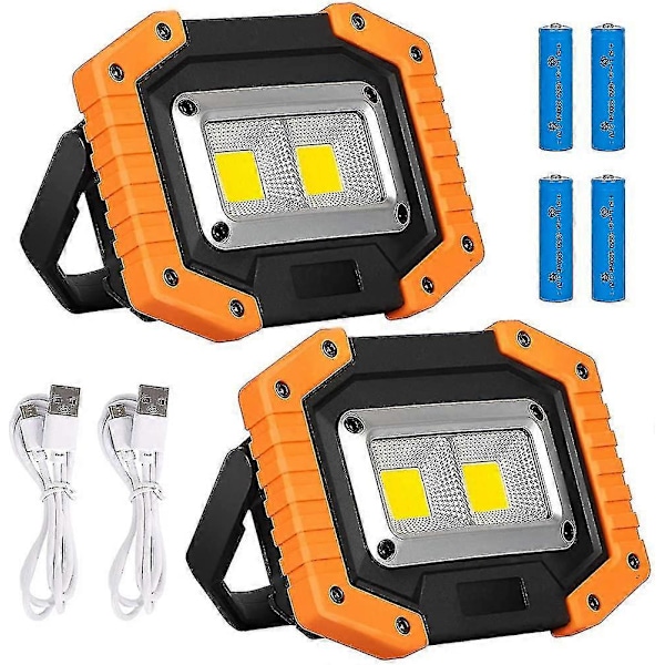 Led Arbetslampa. Uppladdningsbar Strålkastare Cob Bärbar 30w 2000lumen Med 3