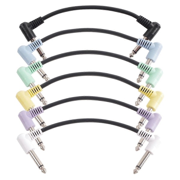 6-pack 18 cm Gitarr Effektpedal Runda Patchkablar Flerfärgade