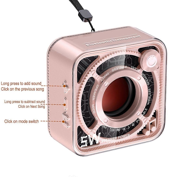 KXJ-Pieni Bluetooth-kaiutin voimakkaalla stereoäänellä, kannettava langaton kaiutin pink